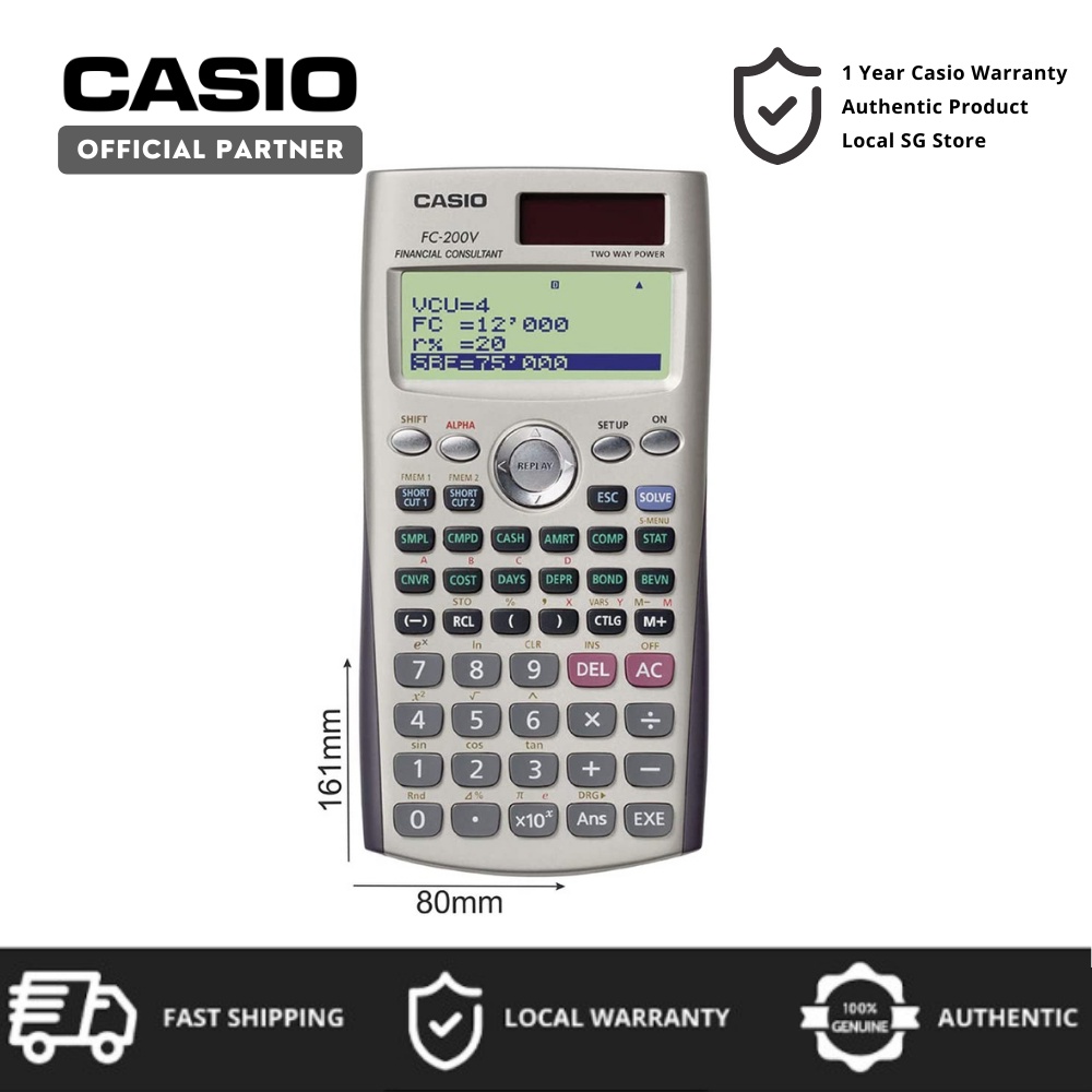 Casio FC 200V Financial Calculator For Financial Advisors Consultants 1 Year Local Warranty Shopee Singapore