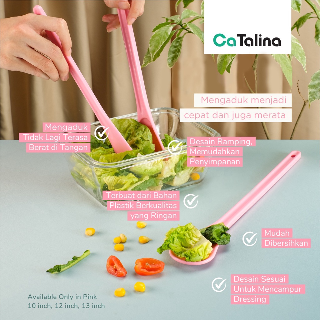 Sendok Salad Plastik Pengaduk Salad Panjang - Gambar 3