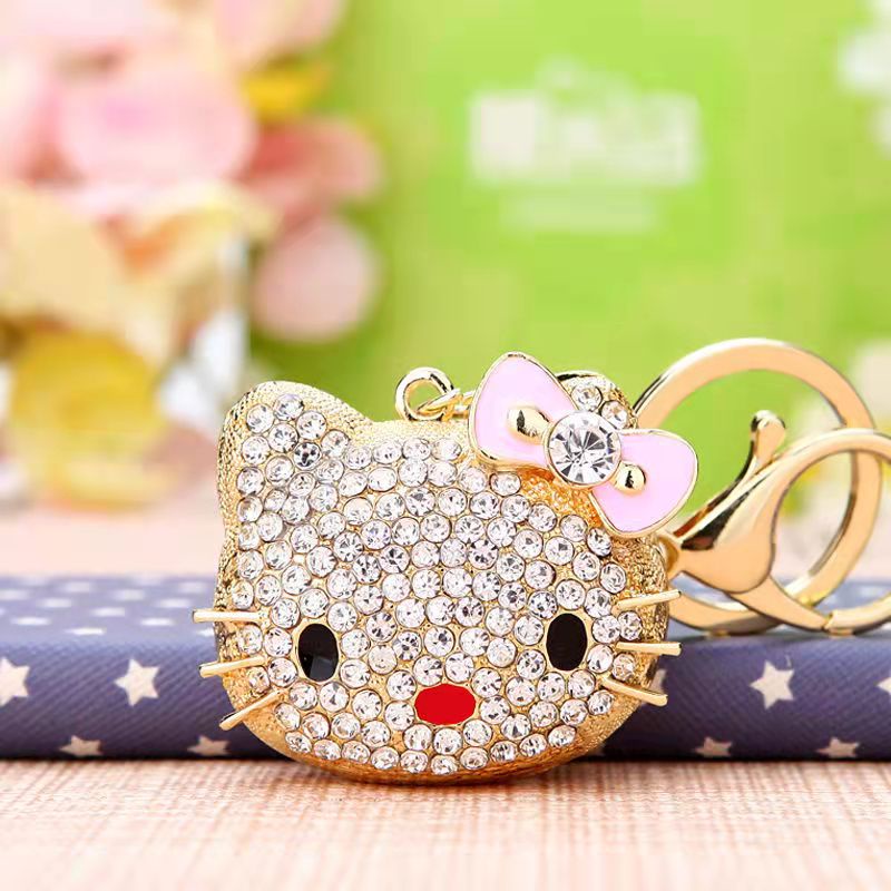 Hello Kitty key chain crystal 3D metal diamond KEYCHAIN RING car