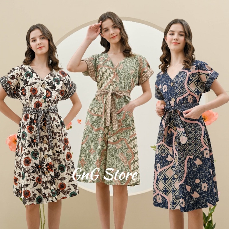 Women s batik dress 234 Series Latest batik dress V Neck batik dress Eid Clothes Shopee Singapore