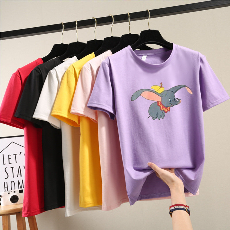 Dumbo Short-sleeved T-shirt Women's Clothing with Same Style for Girls