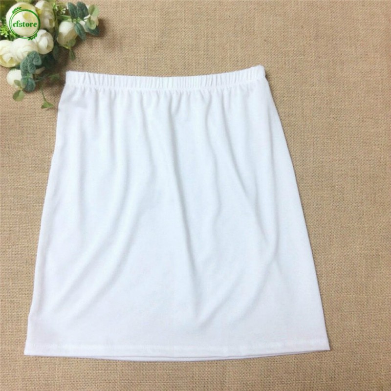 CF Women Elastic Waist Short Satin Inner Wear Skirt Soft Half Petticoat ...