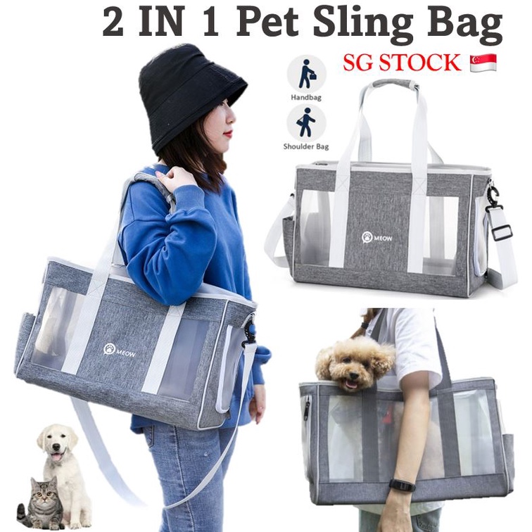 [SG SELLER]Pet Carrier/Large Size Pet Bag/Cat Dog Breathable Mesh Tote