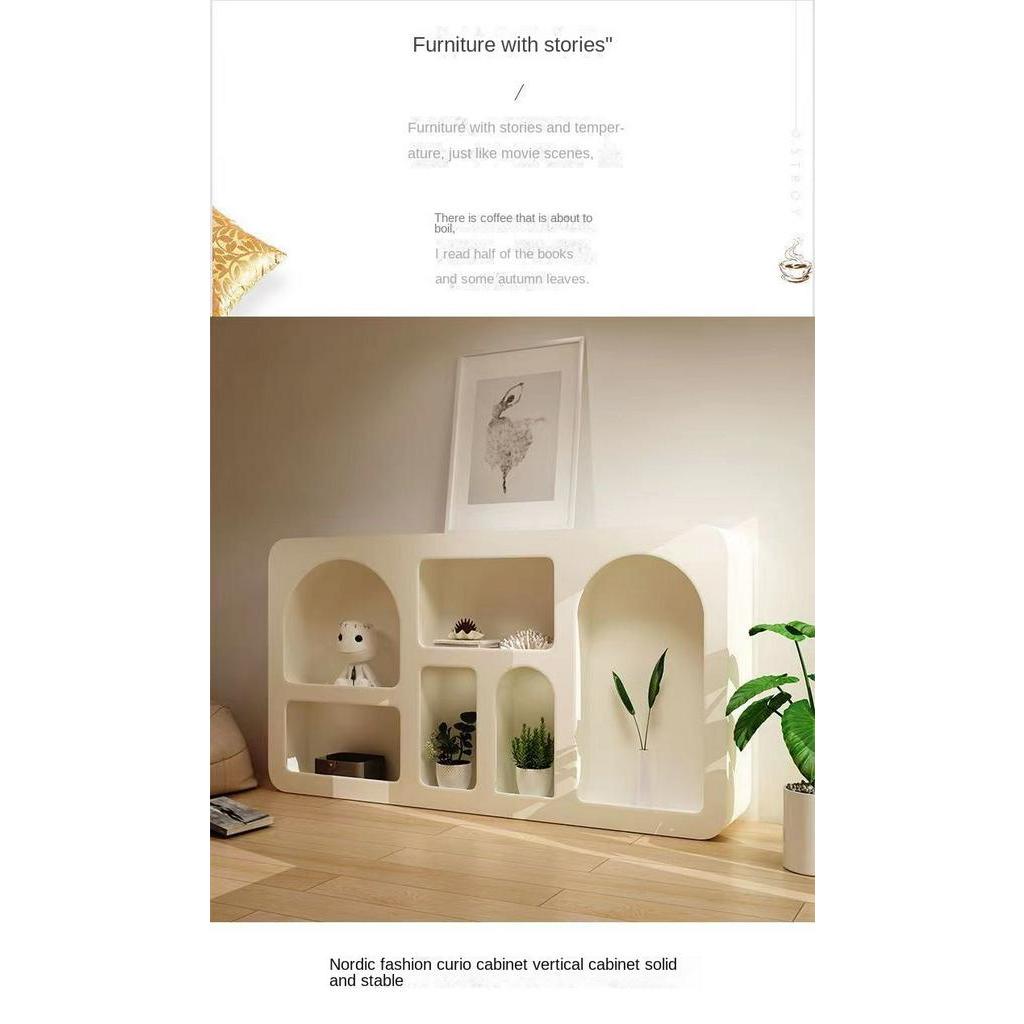 Cream Display Living Room, White Cave Shelf, Floor