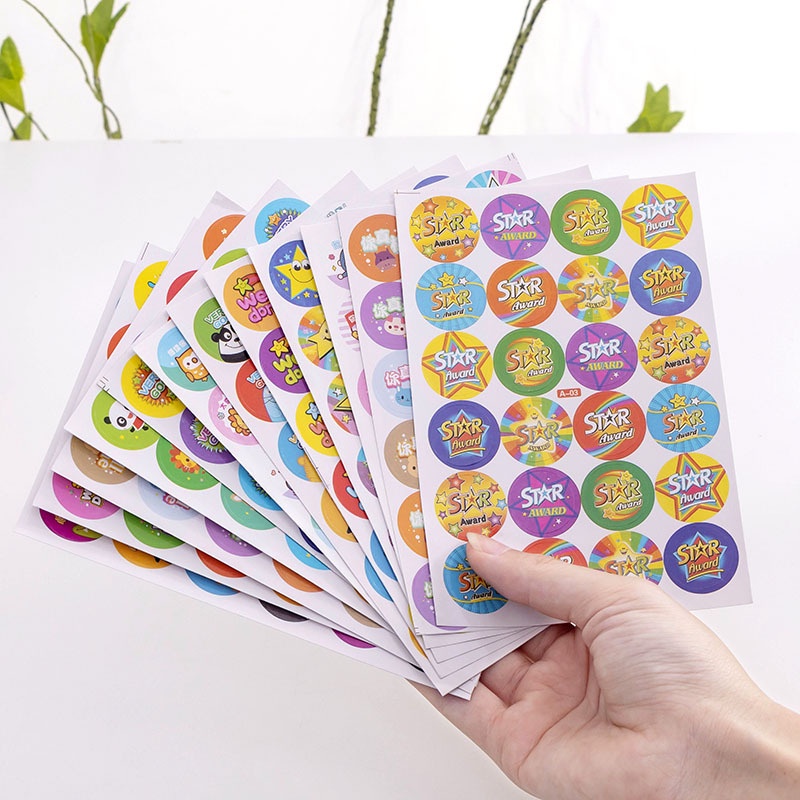 Student Reward Sticker Star Stickers Cartoon Encourage Sticker Well ...
