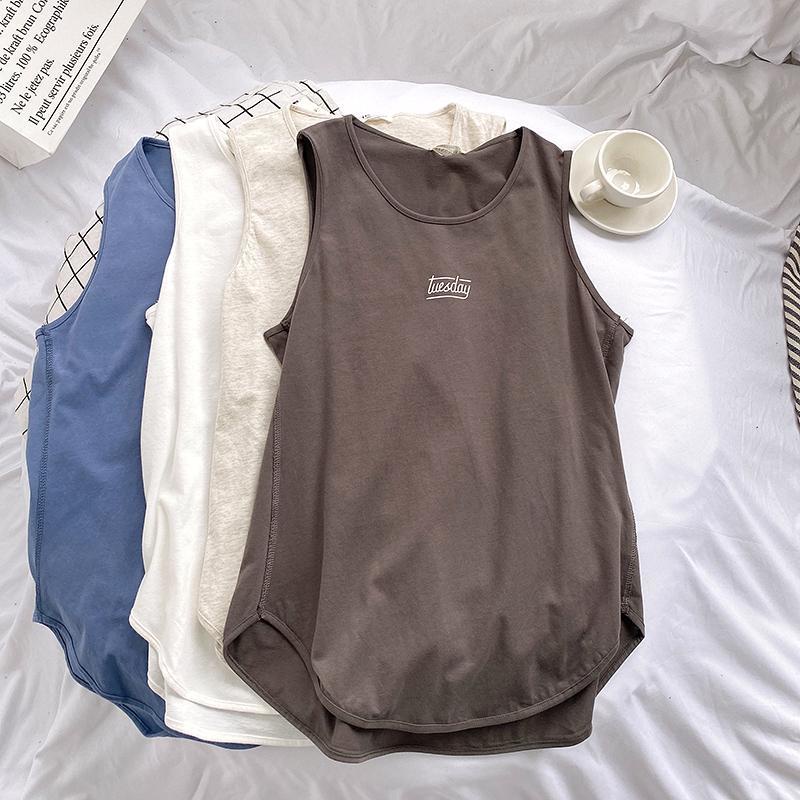 背心 Large Size Sleeveless T-Shirt Vest Loose Plus Versatile Vintage Casual Sports Bottoming Outer Wear Women's Top ins Trendy