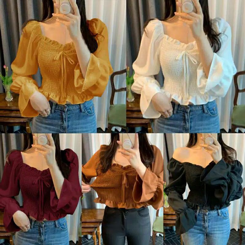 Eshter Blouse Women's Top Sabrina/Esther Blouse Women's Clothing Korean Style Crop
