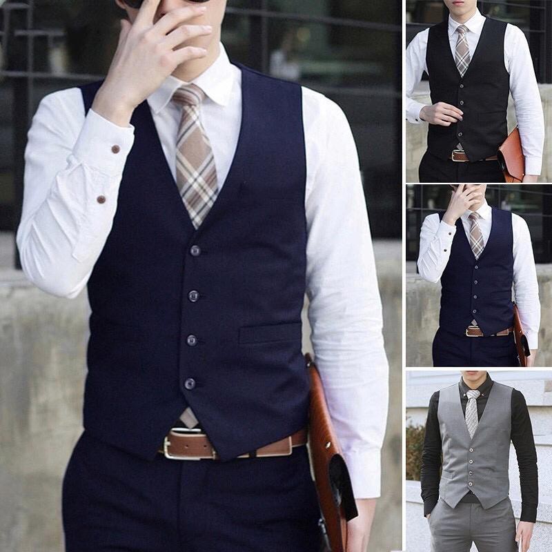SG stock Men's Formal Business Vest Suit Slim Fit Waistcoat Casual Vest ...