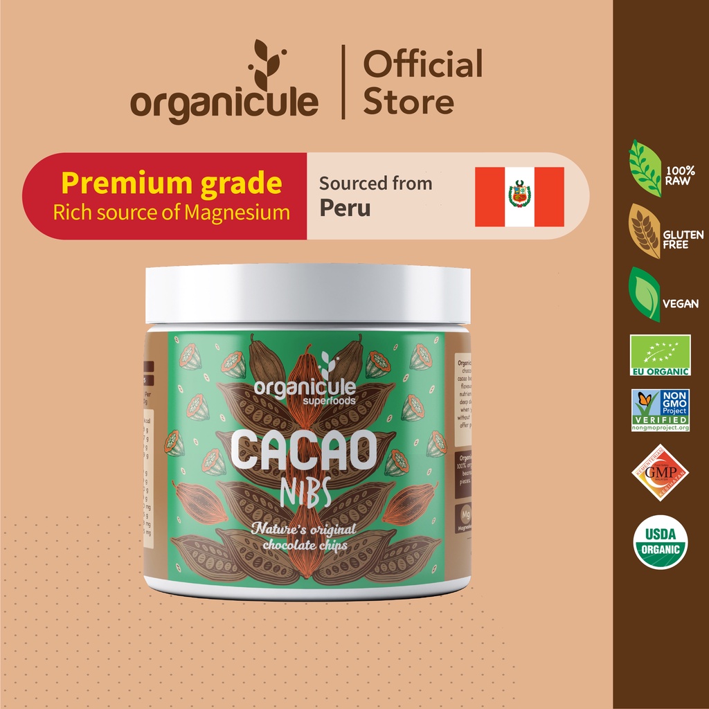 Organicule Cacao Nibs [250g] Improves Heart and Brain Health High