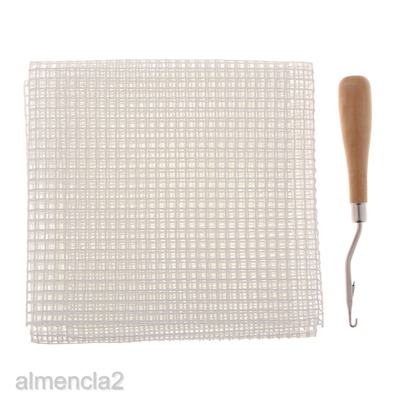 Rug Making Canvas Mesh Wooden Bent Latch Hook Crochet DIY Home Decor ...