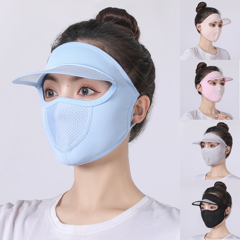 Women Breathable Ice Silk Sunscreen Mask Summer Full Face UV Protection ...