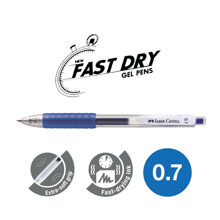 Faber-Castell Fast Gel Ballpoint Blue Ink 0.7mm - Gambar 3
