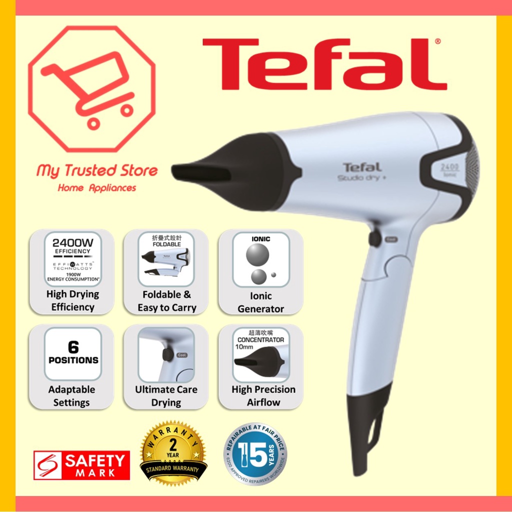 Tefal Hair Dryer Studio Dry Foldable Hv Shopee Singapore