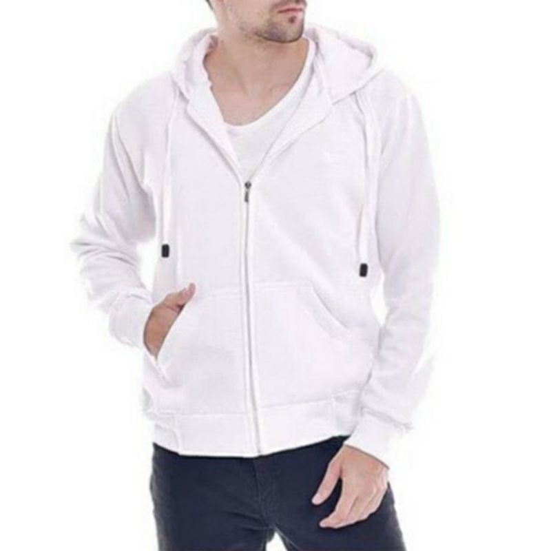 White cotton zip deals up jacket