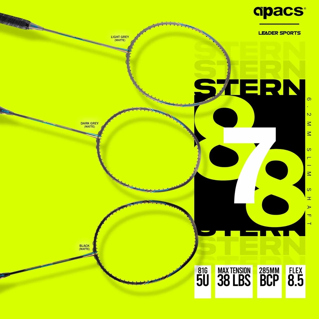 (FREE STRING & GRIP) APACS BADMINTON RACKET STERN 878 (ULTRA-SLIM SHAFT ...