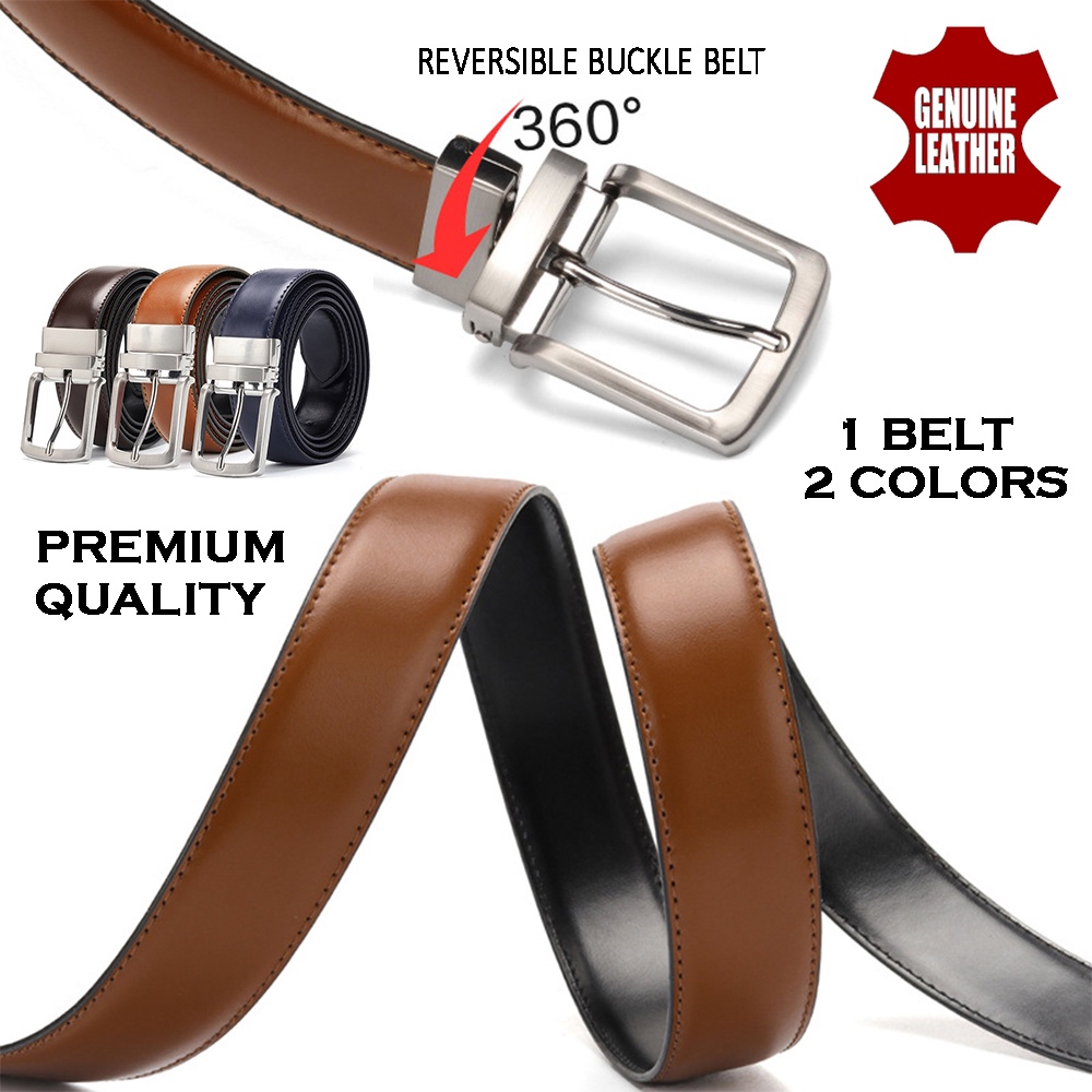 MEN REVERSIBLE BUCKLE BELT WITH LEATHER BELT WITH ROTATED BUCKLE 2 ...