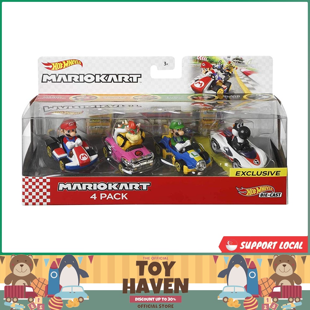 Sgstock Hot Wheels Mario Kart Characters And Karts As Die Cast Toy Cars 4 Pack Exclusive 7123