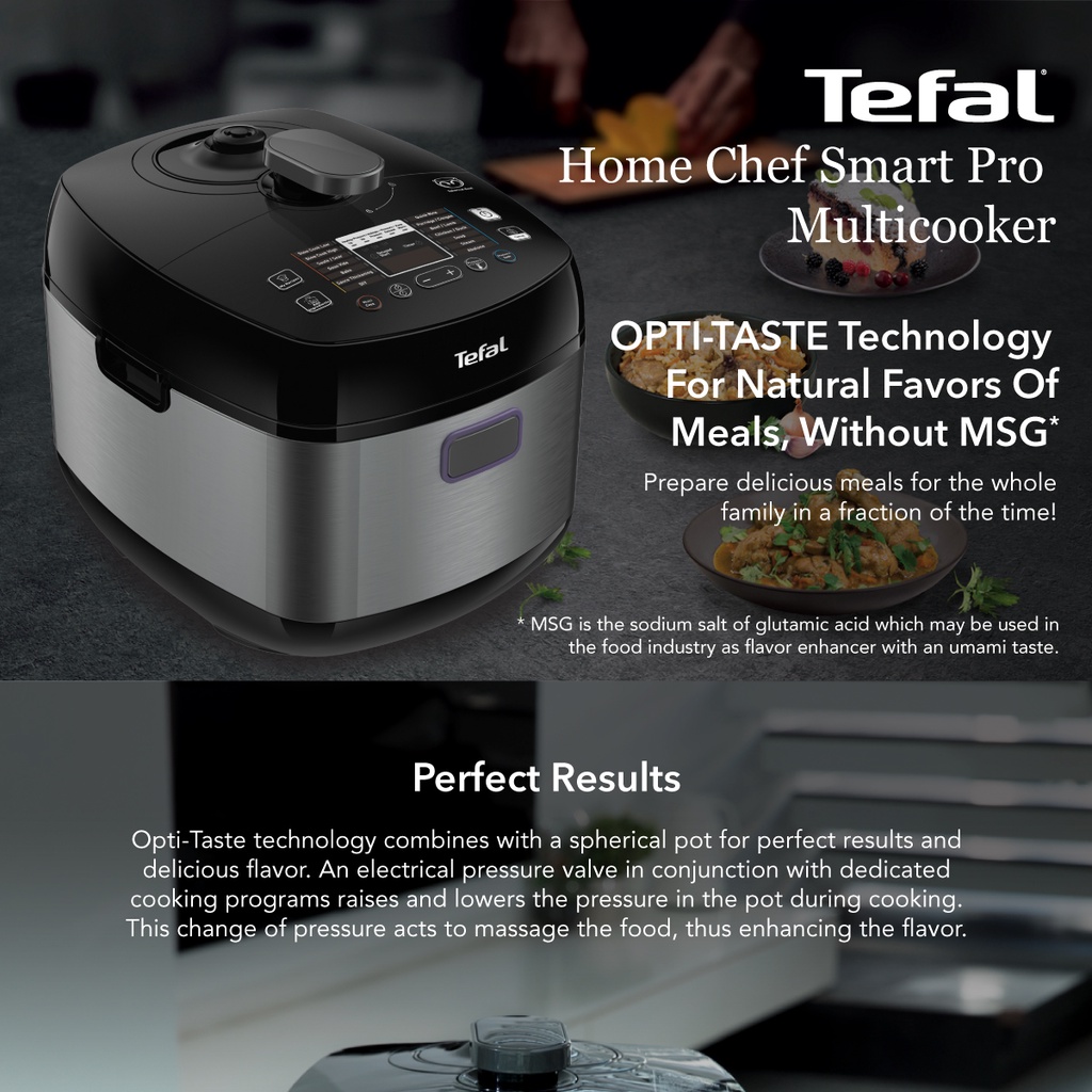 Tefal Home Chef Smart Pro Electric Pressure Cooker 4.8L CY625 Multicooker 19 programmes 10 cups slow cook saute Shopee Singapore