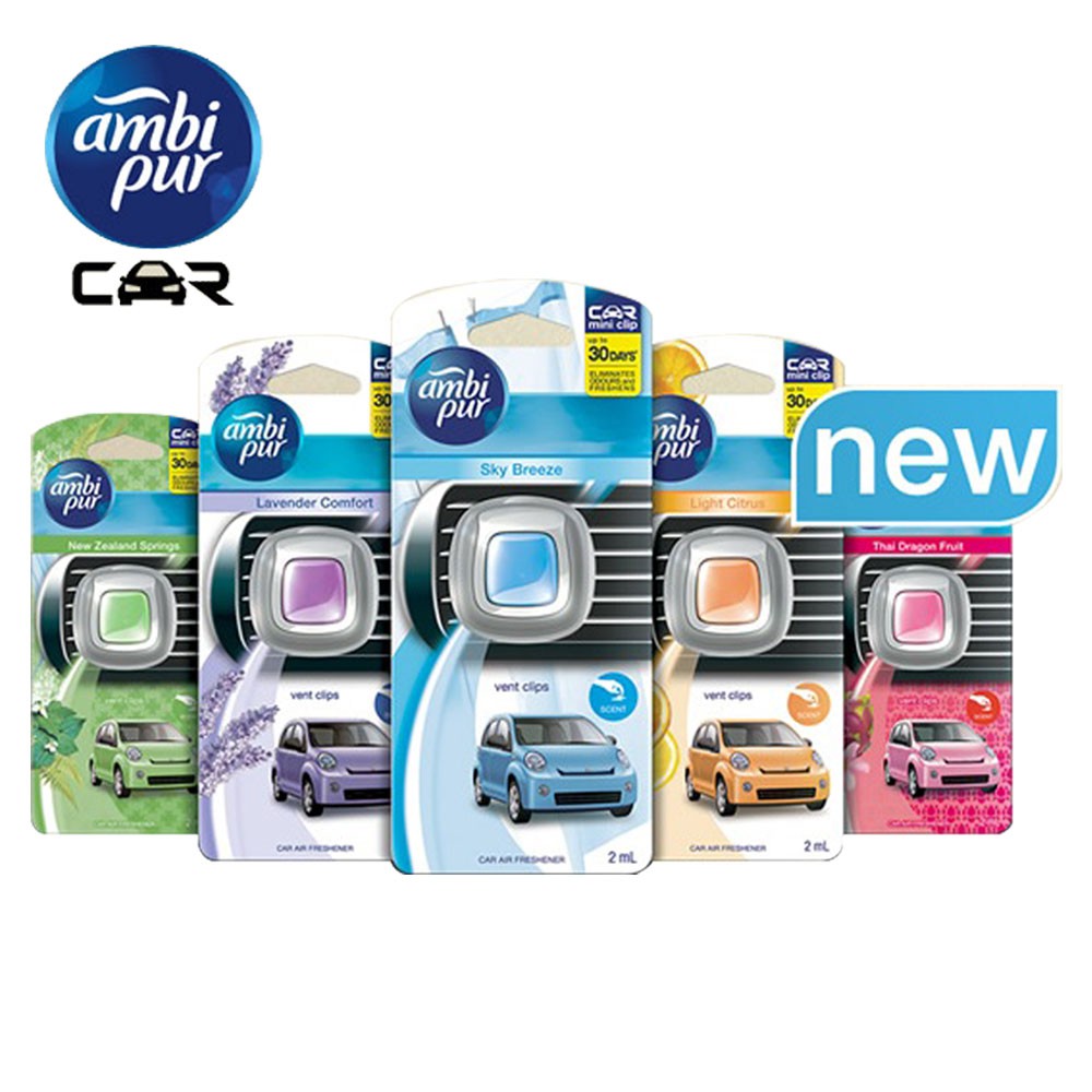 Ambi Pur Car Mini Vent Clip Air Freshener Fragrance Perfume 2ml. # Light  Citrus