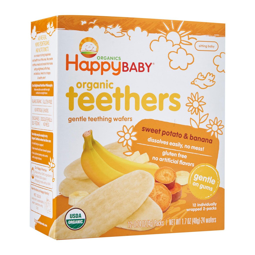 Happy Family Happy Baby Gentle Teethers Banana & Sweet Potato, 12 x 4