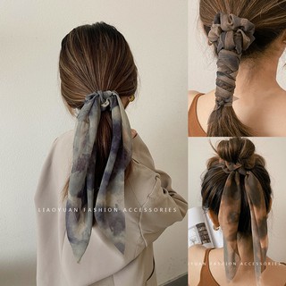 DIY Bow Satin Long Ribbon Ponytail Scarf Hair Tie Scrunchies Elastic Hair  Rope
