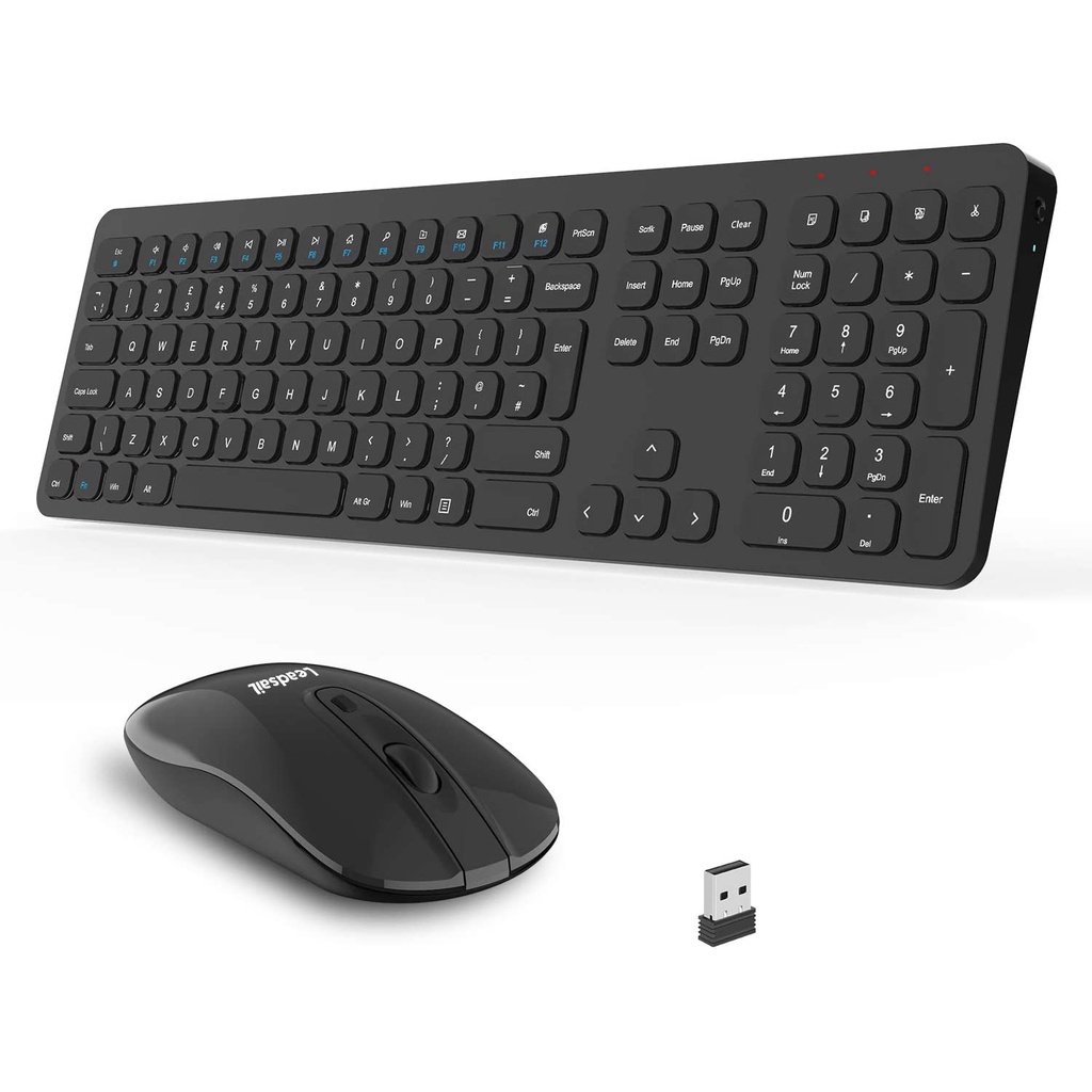 Slim Wireless Keyboard and Mouse Set, 2.4G Compact Cordless QWERTY UK