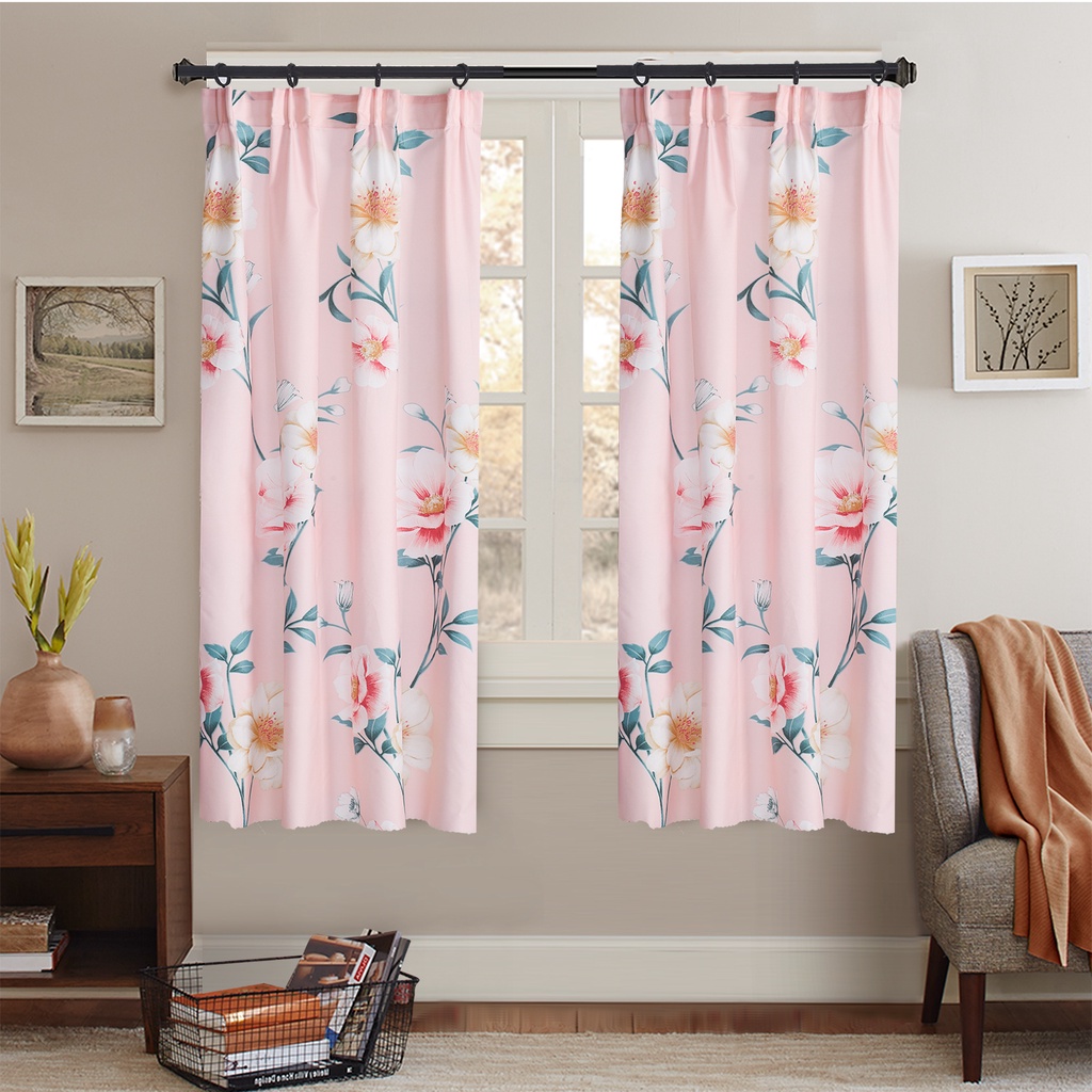 Hook Type Modern Langsir Curtain Semi Blackout Langsir Pintu Door ...