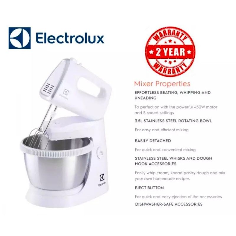 Electrolux Stand Mixer 450W with 3.5L Stainless Steel Bowl EHSM3417 1yr warranty