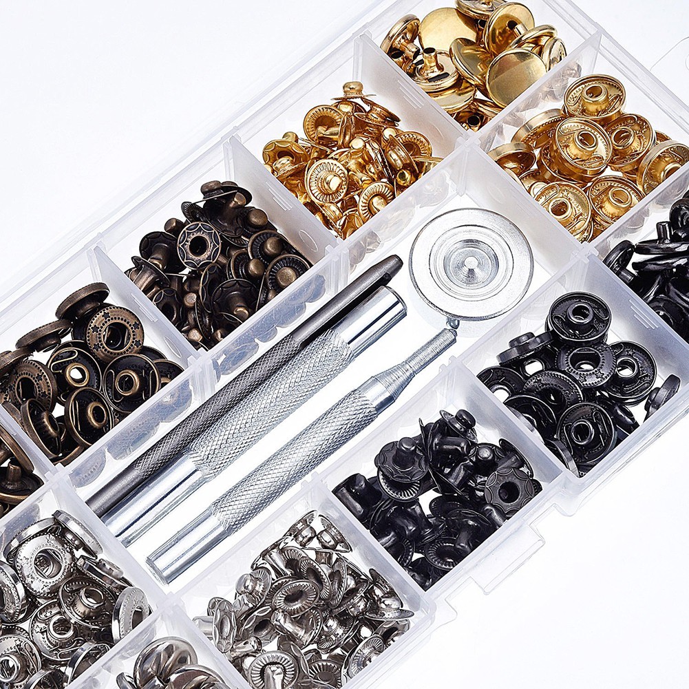 40 Set Leather Craft Snap Fasteners Snaps Button Press Studs with Fixing Tools