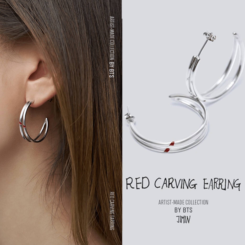 Kpop Bangtan Boys Bangtan Boys Merch Jimin Red Carving Earring for ARMY  Gift | Shopee Singapore