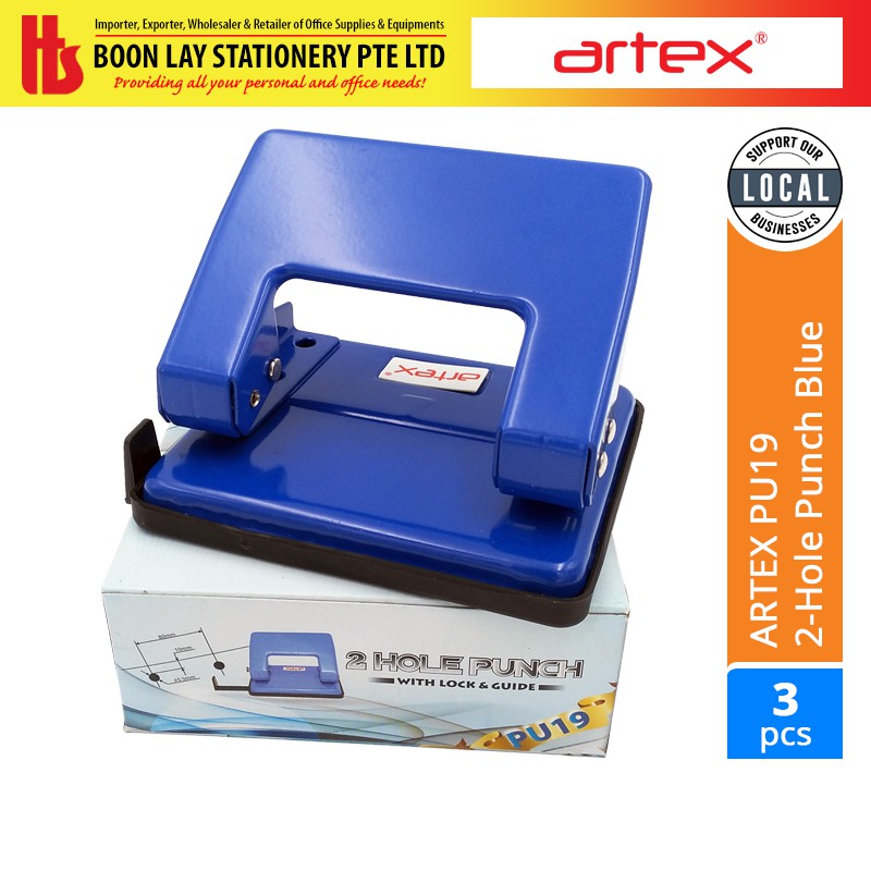 ARTEX PU19 Two Holes Puncher Blue with Lock & Guide | Shopee Singapore