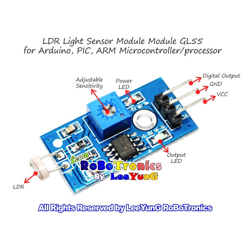 Arduino Light Sensor Module Light Dependent Resistor LDR Detection for ...