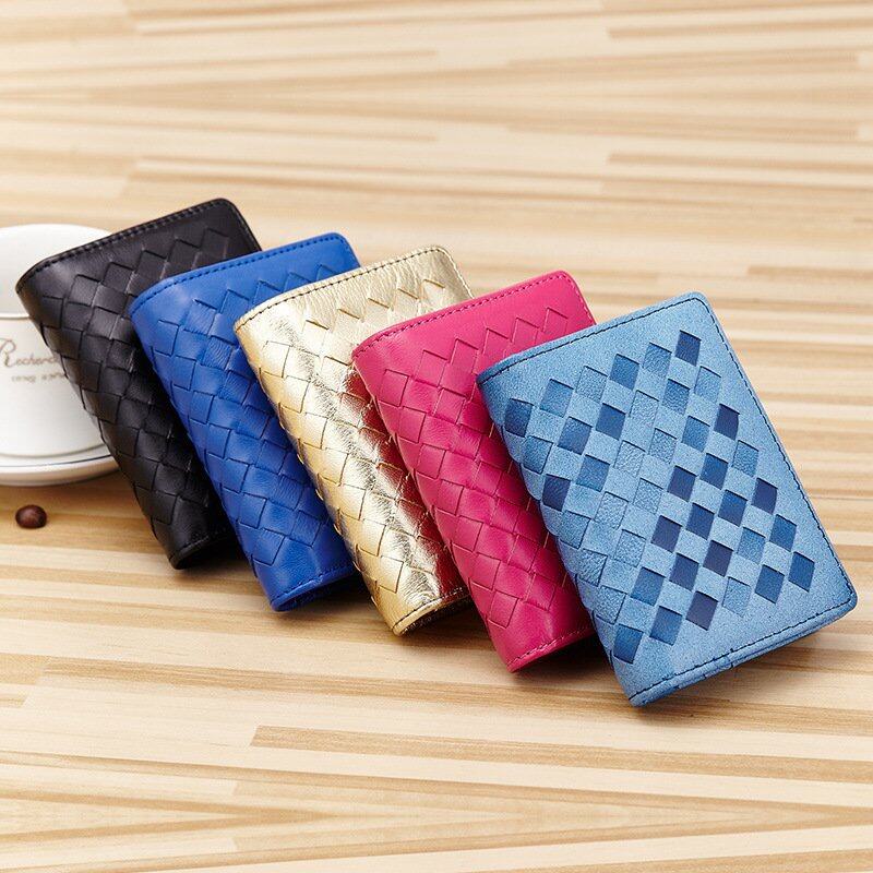 Fashion Sheepskin Weave Soft Slim Card Wallets Mens Credit Card Holder ...