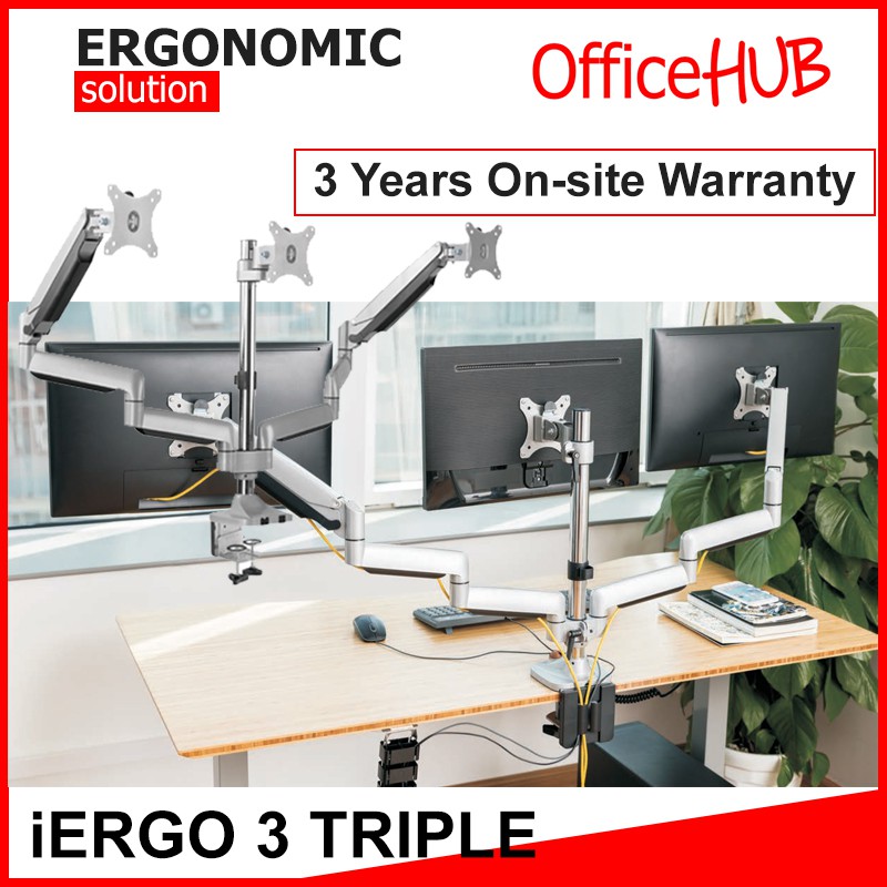 OFFICEHUB iErgo 3 Triple Computer Monitor Arm ☆ Monitor Stand