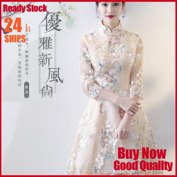 ?✨Spring Festival clothing, Cheongsam Hanfu Ready Stock?✨Girls qi pao shi Dress2022Spring New Short Daily Fashion Improvement Young Parent-Child Clothes gRzu