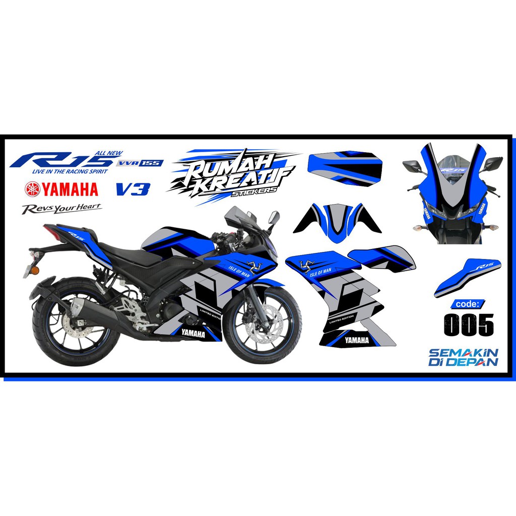 Decal All New R15 V3 / R15 V3 Sticker Striping Fullbody Yamaha rk-b ...
