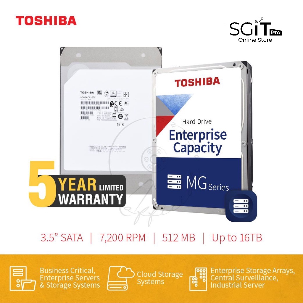 |SG| Toshiba Enterprise HDD 2TB to 18TB. 3.5 inch For Server/NAS ...