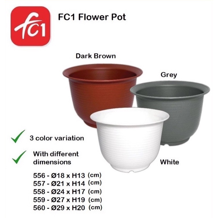 FC1 Quality Round Flower Pot / Pasu Bunga Plastik / Pasu Pokok Bunga ...
