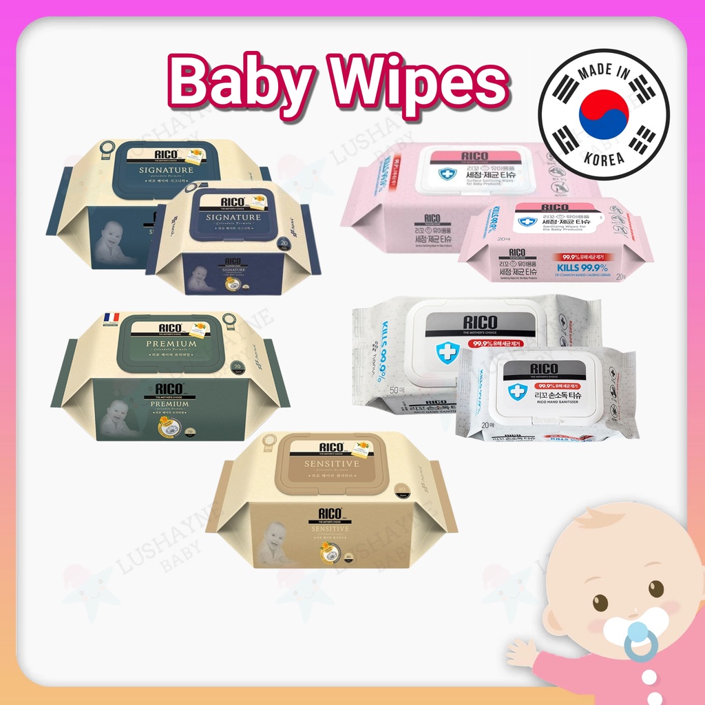 RICO Wipe Baby Wet Tissue Premium Signatures Hand Sanitizer Baby ...