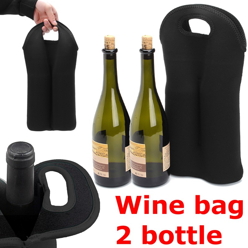 1*Carry 2-Bottle Drink/Wine/Beer Insulated Neoprene Bag Tote Carrier ...