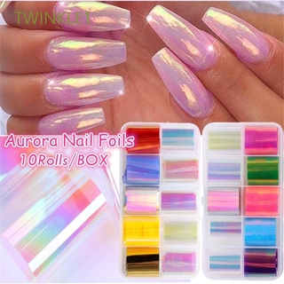 10Rolls Holographic Nail Art Transfer Foil Stickers Flower Starry AB Paper  Wrap~