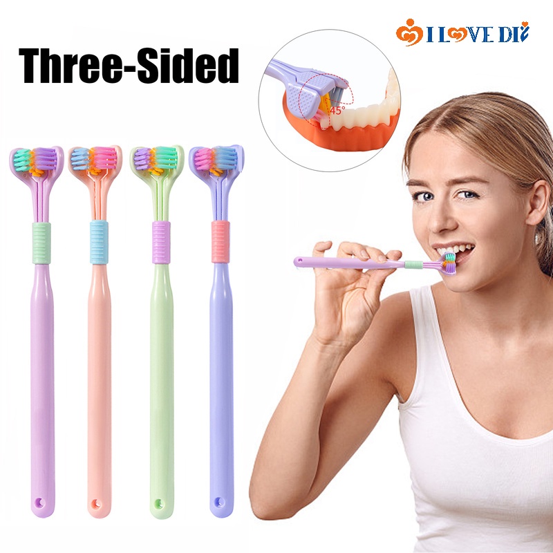 Three Sided Manual Toothbrush / Ultra Fine Soft Bristle Silicone