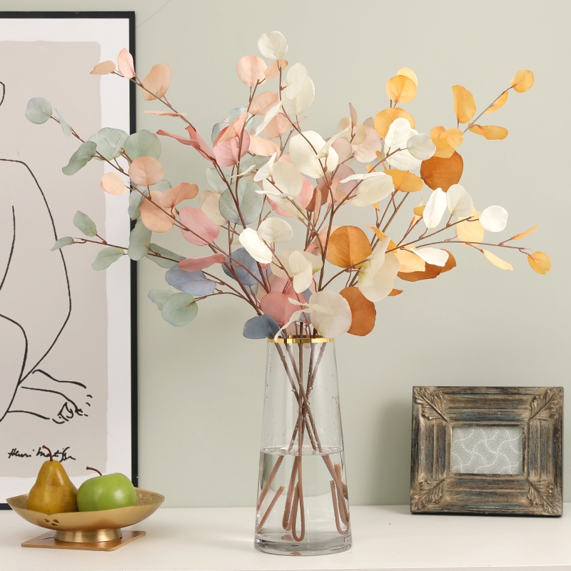 1Pcs eucalyptus leaves artificial flower fake flowers home nordic decor artificial plant fake plant fake plantsins round leaves artificial flowers fake flower fake plants wall decoration living room t