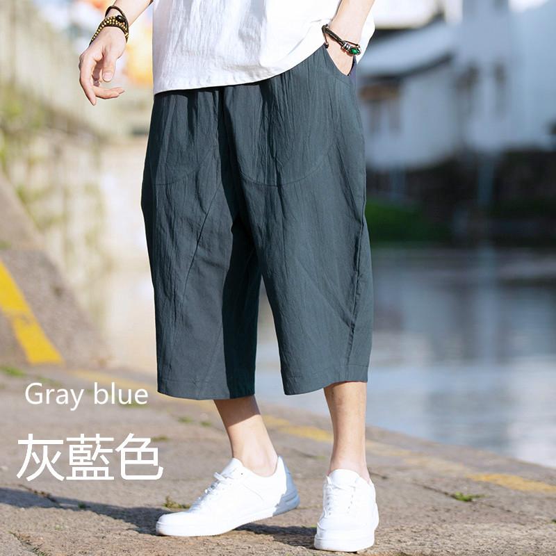 Men Trousers Capri Pants Beach Shorts Jogger Pants Calf Pants Solid Color  Loo