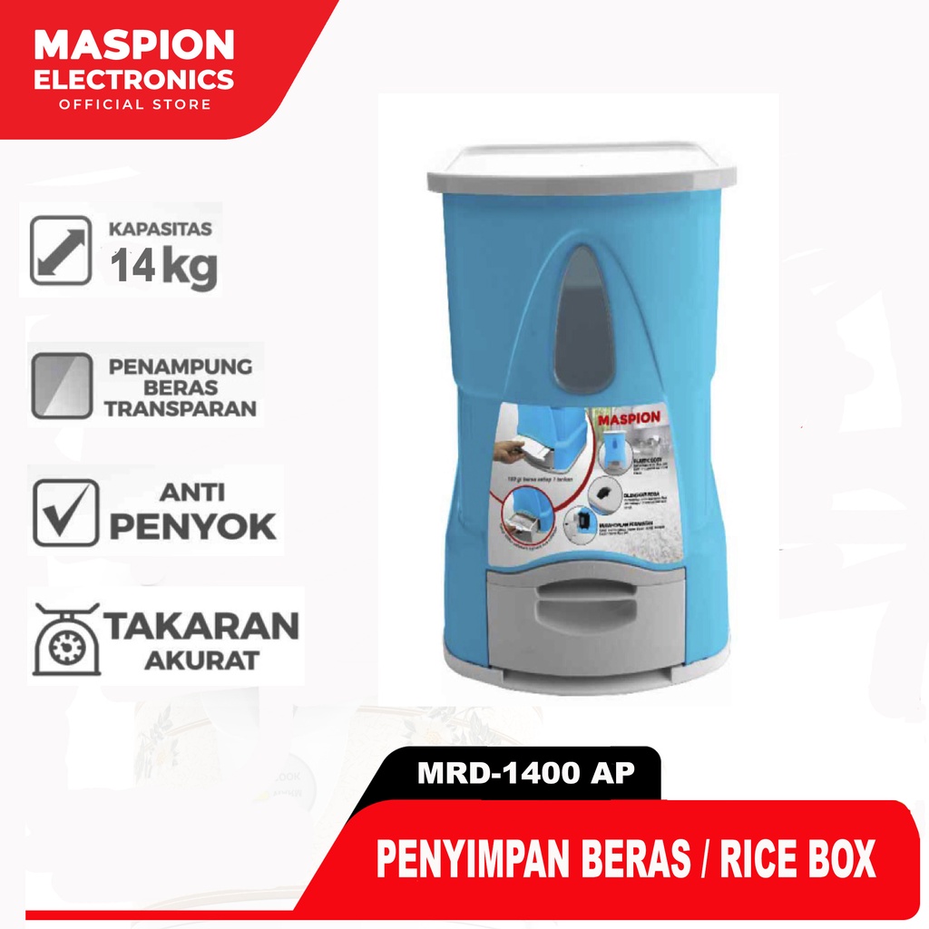 Maspion Rice Box Kotak Beras kapasitas 14 Kg MRD-1400 AP - Gambar 2