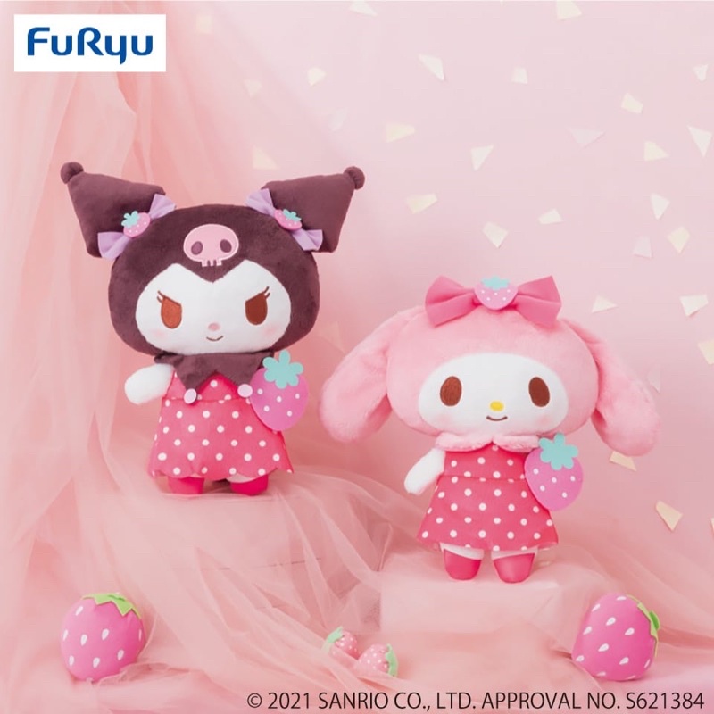 Authentic Sanrio Kuromi My Melody Strawberry Mix Costume Mascot Plush Soft Toy FuRyu Kids Gift Toreba Shopee Singapore