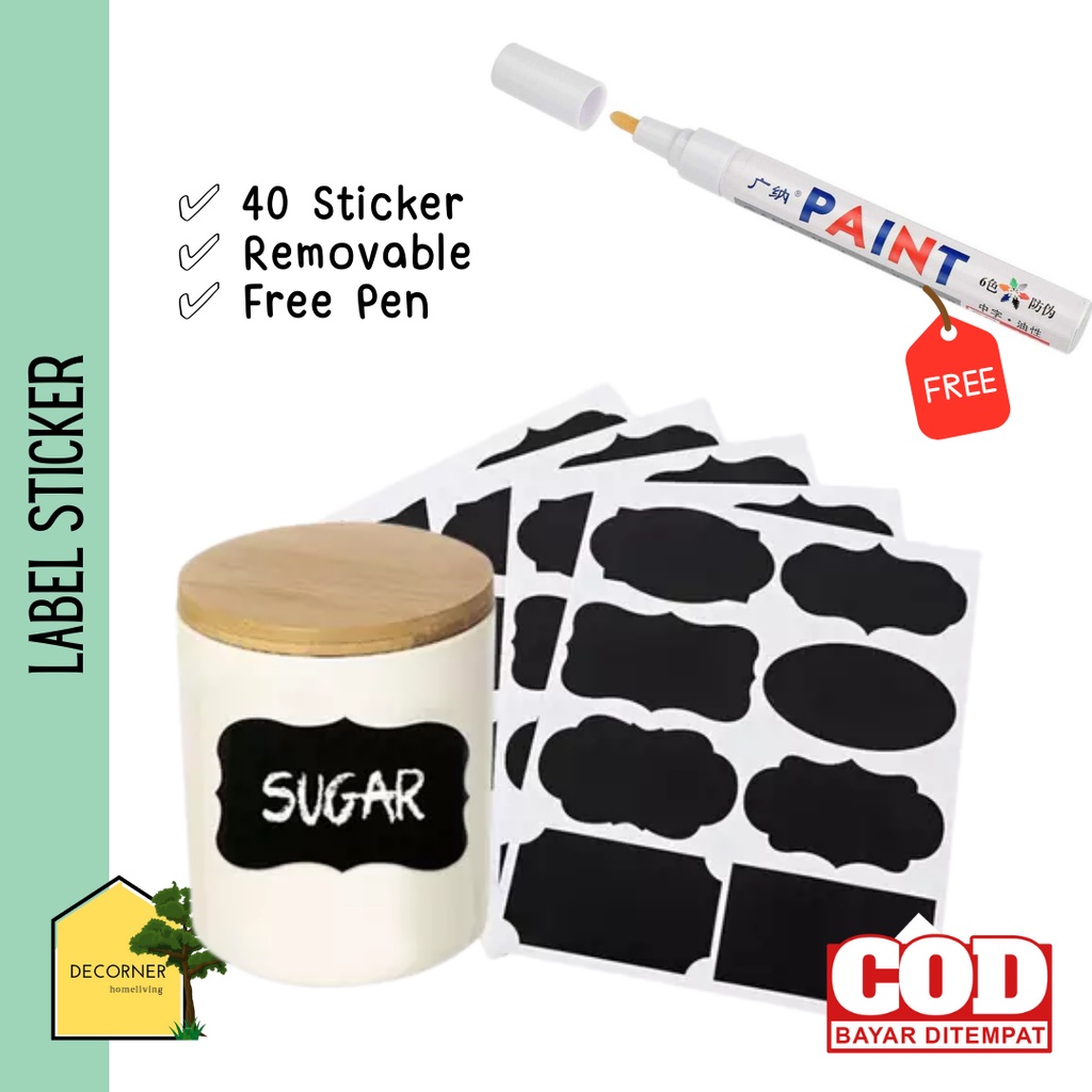 40 Pcs Multi-Purpose Pantry Jar Label Sticker Free Removable Pen ...