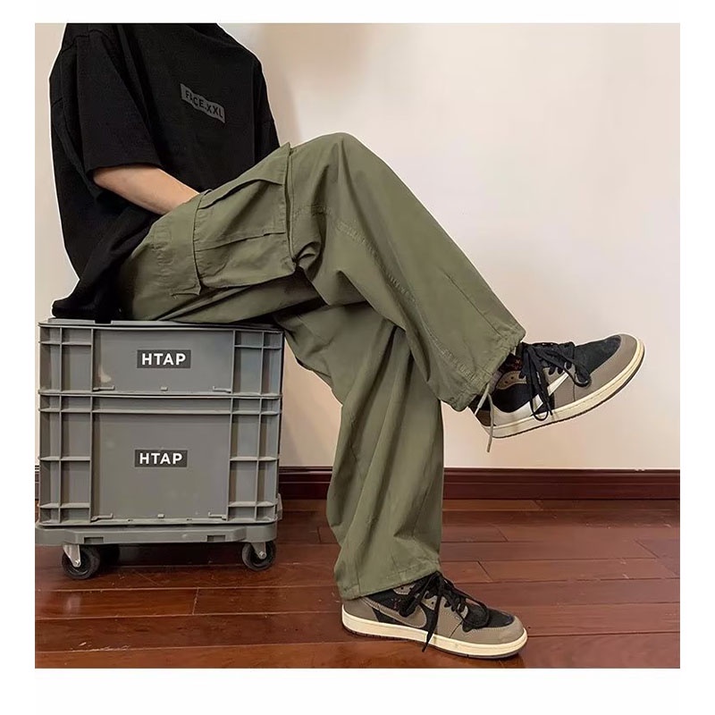 Men's Army Green All-match Loose Cargo Pants Oversized Trend Wide Leg ...