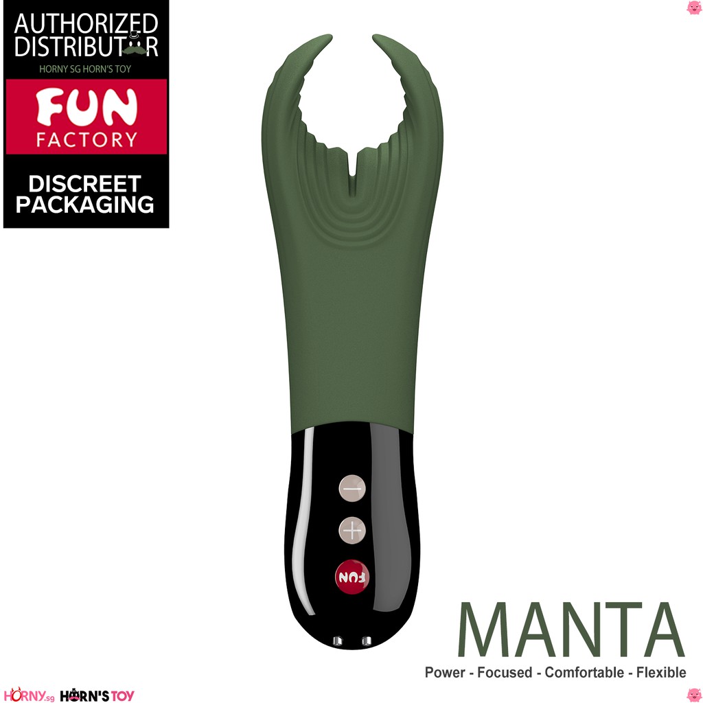 Fun Factory Manta Moss Green Couple Sex Vibrator For Man And Women Clitoral Throat Rabbit 