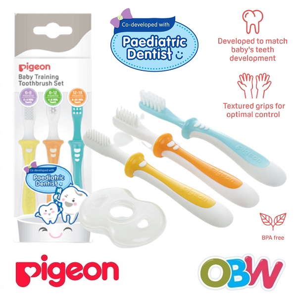 Pigeon Training Toothbrush Set Baby Toothbrush Lesson 123 Set Shopee Singapore